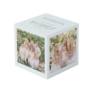 Cubo Romantic Dusty Blue Floral Family Monogram MH26