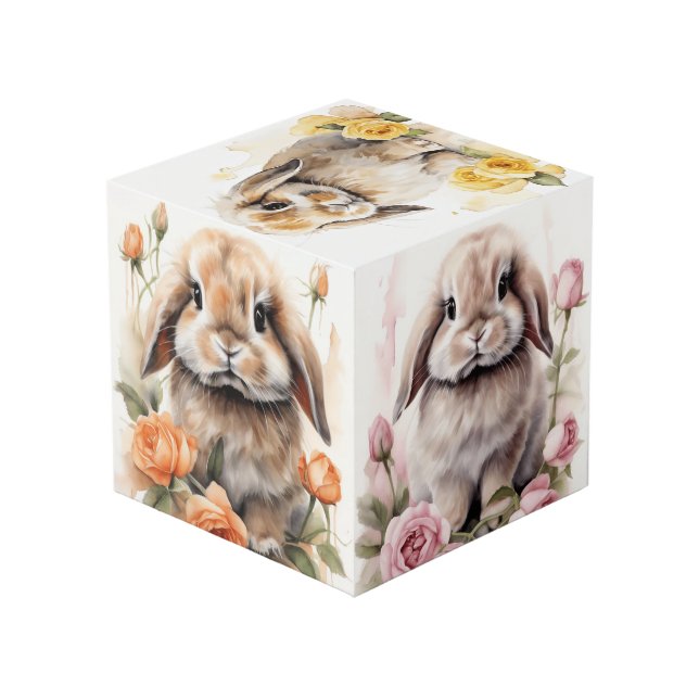 Cubo Rosa Lop Eared Bunny Rabbits (Angulo reverso)
