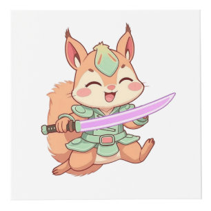 Cubo Samurái de ardilla Kawaii.