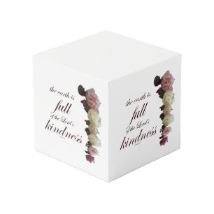 Cubo Scripture, Psalm 33, White and Pink Roses