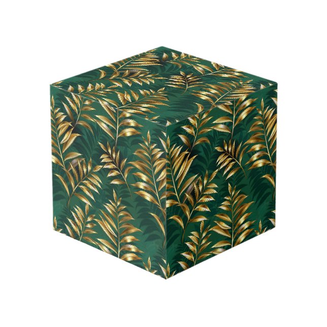 Cubo Seamless pattern with golden ferns (Angulo Anverso)