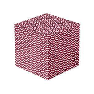 Cubo Seigaiha, olas, japonés, burdeos y blanco
