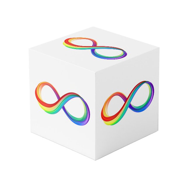 Cubo Símbolo infinito arcoiris en capas (Angulo Anverso)