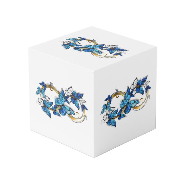 Cubo Símbolo infinito de mariposas Morpho azules (Angulo Anverso)