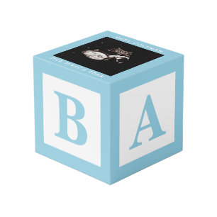 Cubo Sonograma de bloqueo de bebé azul Embarazo Keepsak
