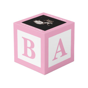 Cubo  Sonograma de bloqueo de bebé rosa Embarazo Keepsa