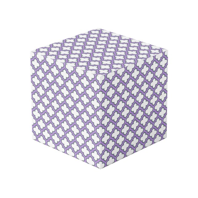 Cubo Trellis blanca y púrpura, Entramado, Quatrefoil (Angulo Anverso)