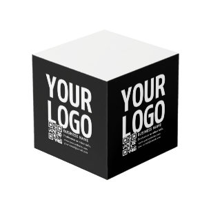 Cubo Tu logotipo con código QR editable y texto 