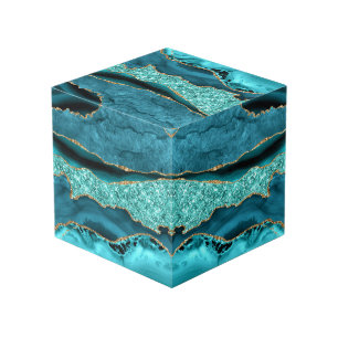 Cubo turquesa Agate Verde azulado Blue Gold Marble
