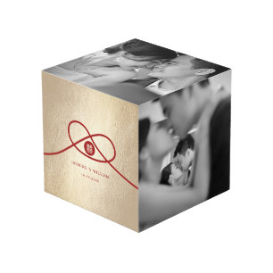 Cubo Unión de nudos rojos doble felicidad Boda chino