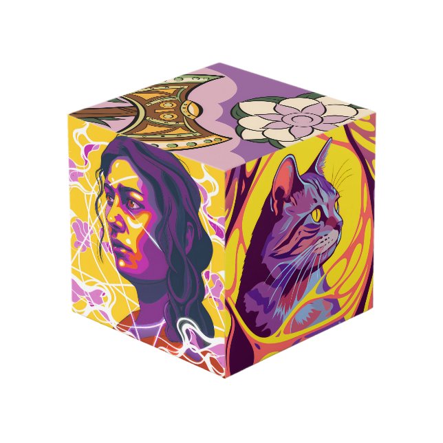 Cubo Vibrant Stylized Portrait with Abstract Elements (Angulo Anverso)