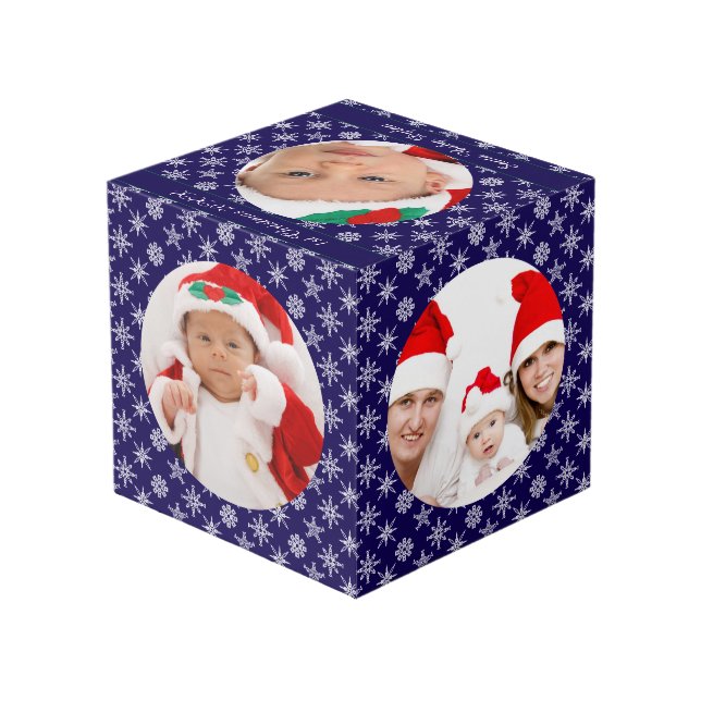 Cubo Your Round Photos Santa Baby Blue & Snowflakes (Angulo reverso)