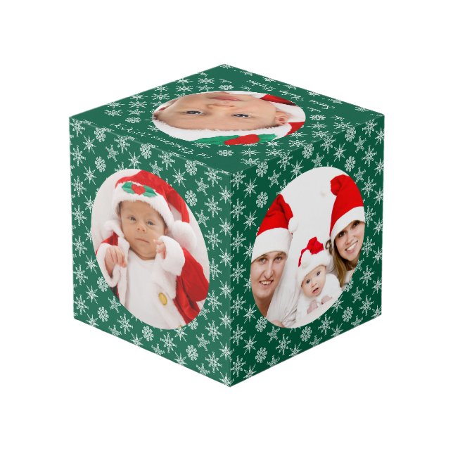 Cubo Your Round Photos Santa Baby Green & Snowflakes (Angulo reverso)