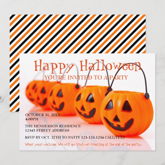 Cubos de calabaza - Invitación a la fiesta de Hall (Anverso / Reverso)
