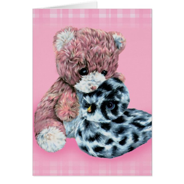 Cubos de oso de peluche rosa tarjeta de bebé o de  (Frente)