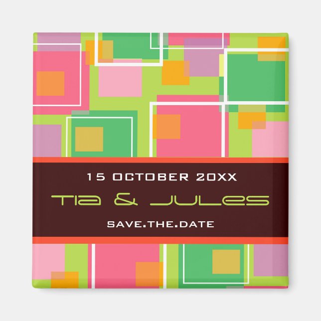 Cubos retros de la diversión el | imán de la fecha (Frente)