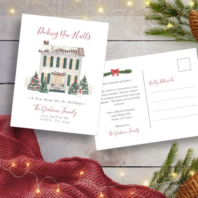 Cubriendo de tablones los nuevos pasillos Tarjeta  (Decking New Halls Christmas Postcard
)