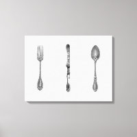 Cuchara Cuchillo Tenedor Arte de Cocina Sepia Vint