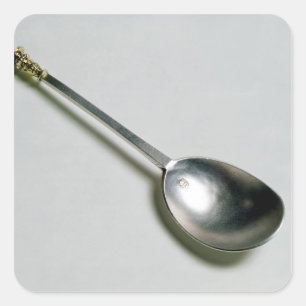 Cuchara de apóstol plateado con tapa de sello dora