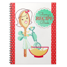 Cuchara retro cocinar chica receta de cuaderno de