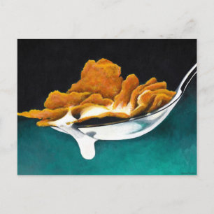 Cucharada de la postal de la pintura del cereal y