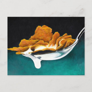 Cucharada de la postal de la pintura del cereal y