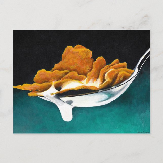 Cucharada de la postal de la pintura del cereal y (Anverso)
