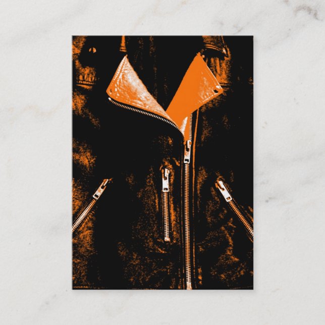 Cuchilla de cuero Naranja tarjeta de negocios negr (Anverso)