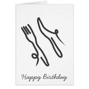 Cuchillo alimenticio y tenedor moderno gris y blan