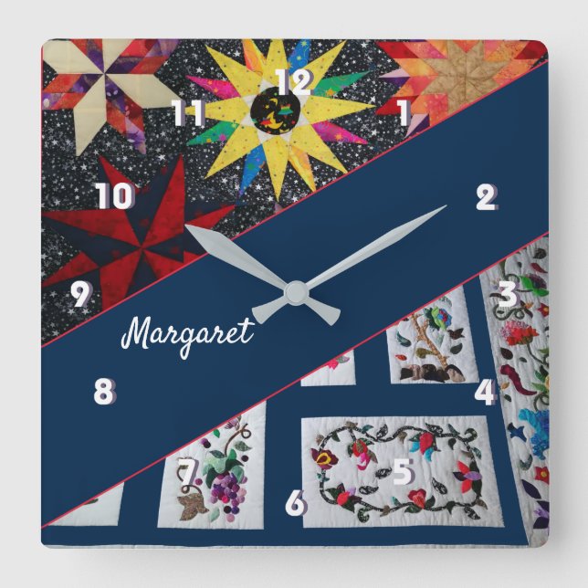 Cuchillos de flores y estrellas grande reloj (Anverso)