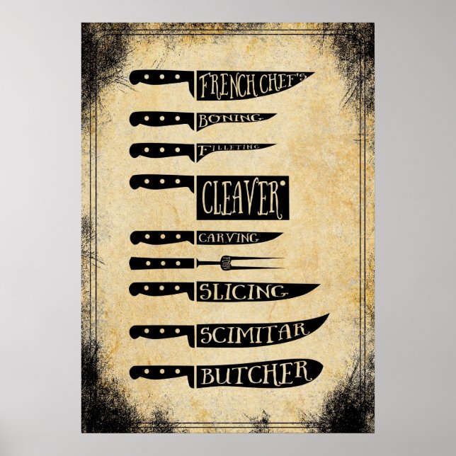 cuchillos posters de la tienda de carnicería de ép (Frente)