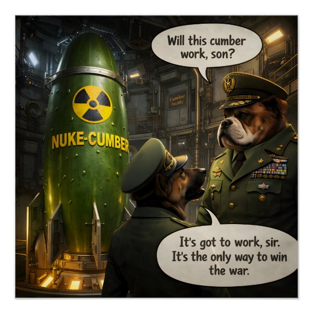 Cucumber the ultimate weapon, funny satire poster (Anverso)