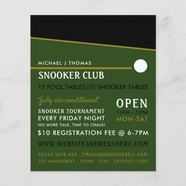Cue Ball, Pool Club, publicidad Snooker Club (Frente)