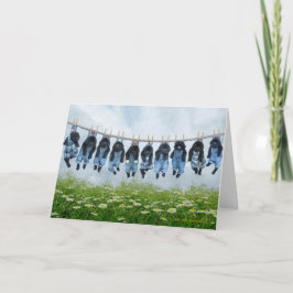 Cuelga ahí la tarjeta de saludo de cachorro