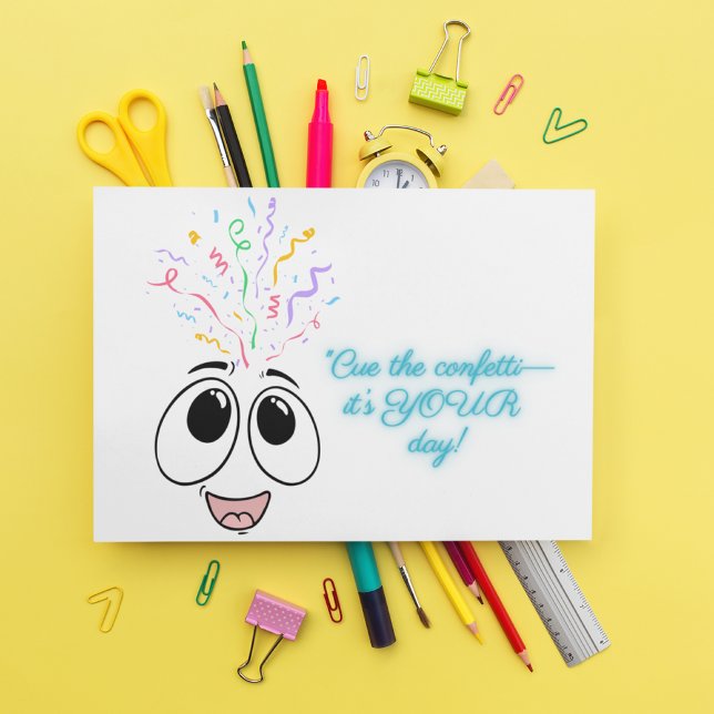 Cuelga el confeti en la tarjeta de cumpleaños azul (Subido por el creador)