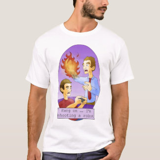 Cuelgue encendido, yo están tirando una camiseta