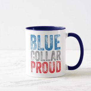 Cuello azul 11oz orgulloso. Taza de café de