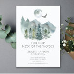 Cuello del Bosque | Moderna Invitación móvil<br><div class="desc">Anuncie su nueva dirección a sus amigos y familia con nuestra tarjeta de invitación contemporánea de madera. Fácil de personalizar con tu nueva dirección,  número de teléfono y dirección de correo electrónico. Gire nuestra elegante invitación para ver una parte de atrás de color verde para darle un toque especial.</div>