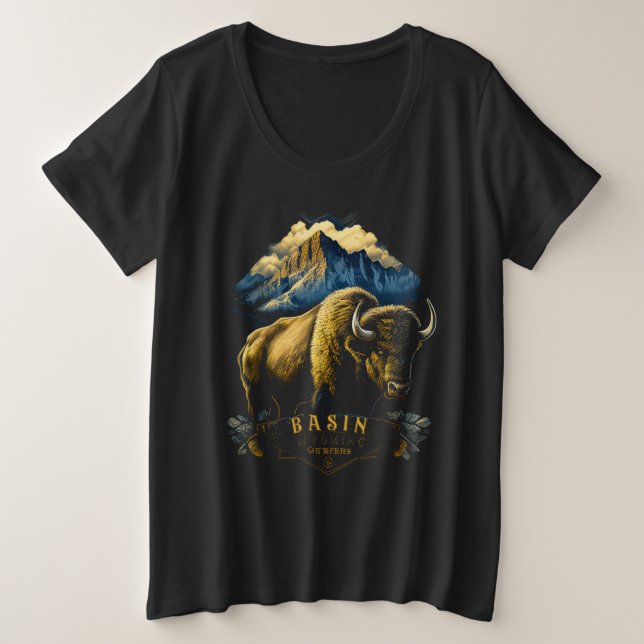 Cuenca Vintage Montañas Wyoming Bison Western (Anverso del diseño)