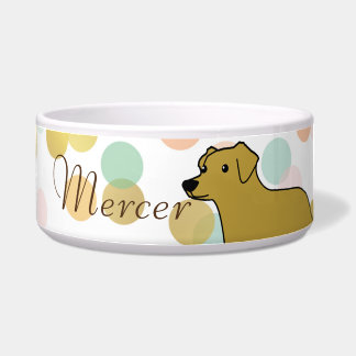 Cuenco amarillo del mascota del golden retriever