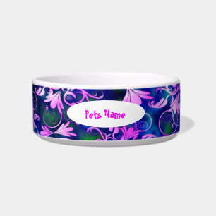 Cuenco azul blanco verde rosado del mascota del