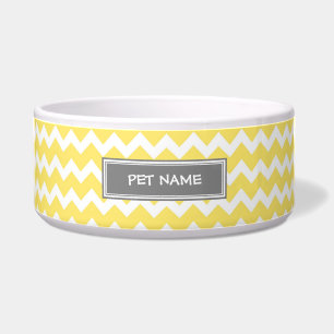 Cuenco conocido de encargo gris amarillo del perro