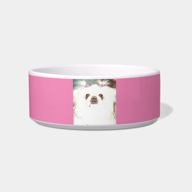 Cuenco de cerámica para perros pekingese. (Frente)