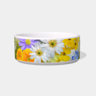 cuenco de comida para gatos de flores de primavera