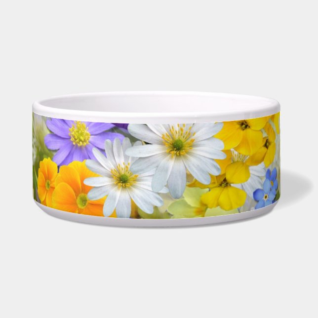 cuenco de comida para gatos de flores de primavera (Frente)