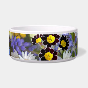 cuenco de comida para gatos de flores de primavera