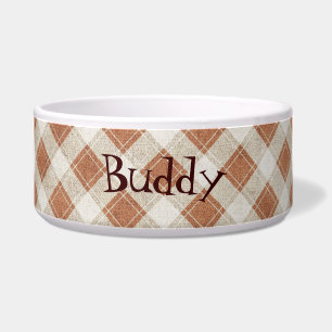 Cuenco de encargo del perro de Brown y de la tela