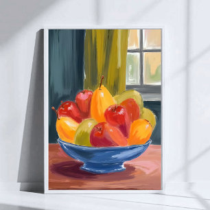Cuenco de Frutas Pintura Acuarela Arte
