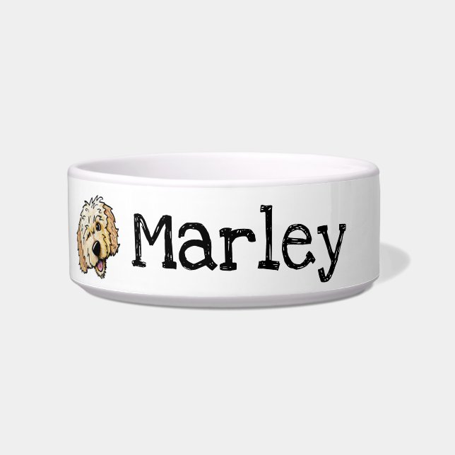 Cuenco de oro del perro del Doodle personalizado (Frente)