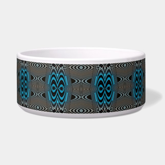 Cuenco de perro negro y azul - Diamantes negros -1 (Frente)